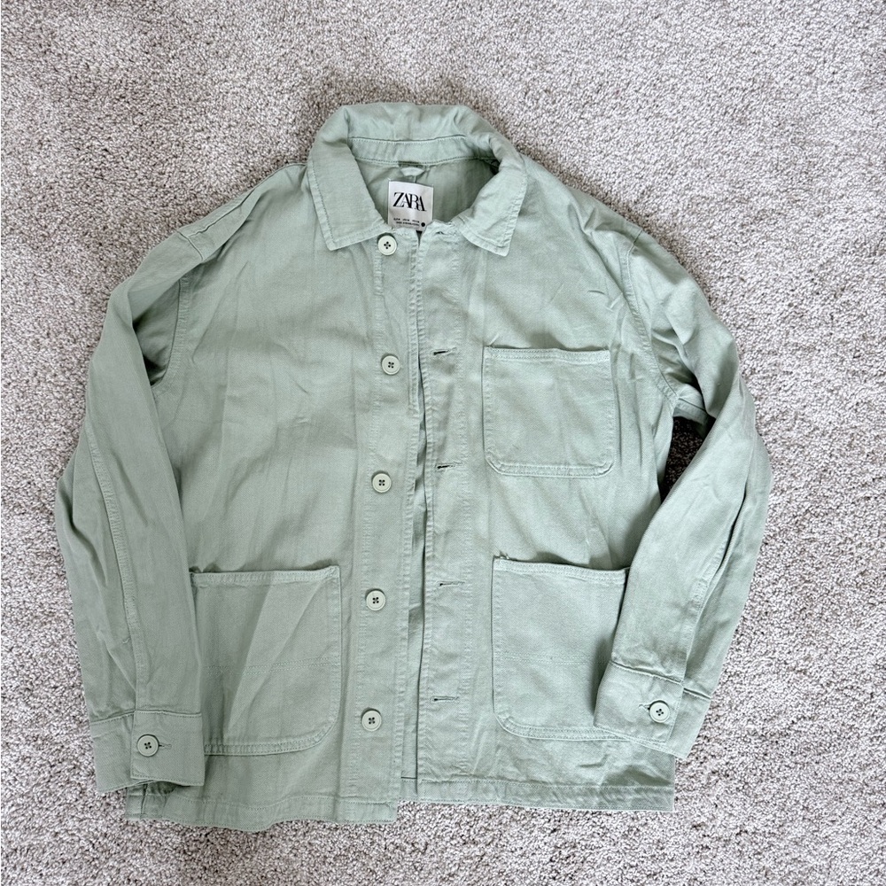 Zara Mint Green Collared Jacket